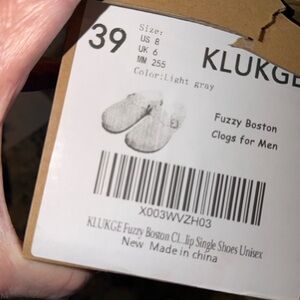 Kluge Light Gray Fuzzy Clogs